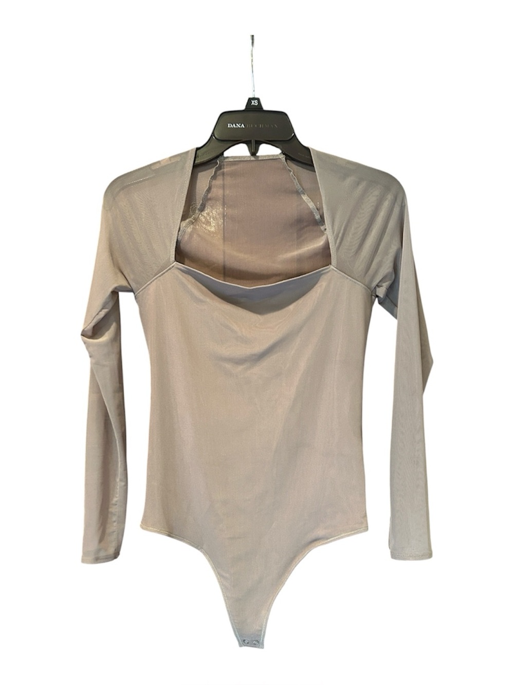 Abercrombie & Fitch Soft A&F Collection Square Neck Mesh Bodysuit Taupe Small‎